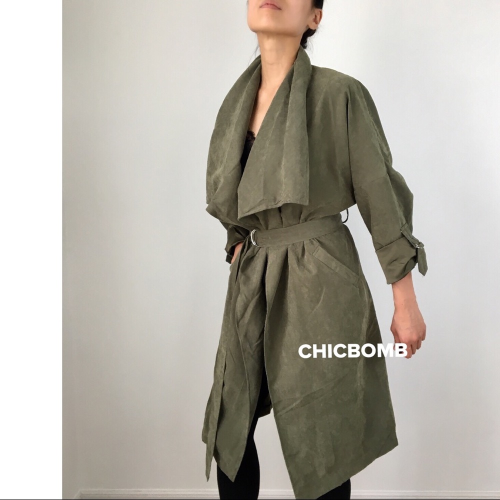 Khloe suede drape long duster with ring fastener - Picture 3 of 7